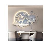 Orologio da parete a LED 3D, scultura da parete moderna illuminata con montagna e albero, decorazione per soggiorno o ufficio