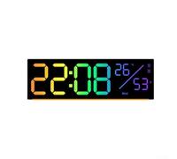 Orologio da parete a LED con data, temperatura, cronografo e doppio allarme, per camera da letto, soggiorno o cucina (nero)