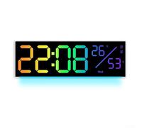 Orologio da parete a LED con data, temperatura, cronografo e doppio allarme, per camera da letto, soggiorno o cucina (bianco)