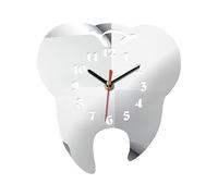 Orologio da parete a specchio acrilico a forma di dente - Orologio a specchio infrangibile, autoadesivo per superficie dello specchio, decorazione da parete per la casa