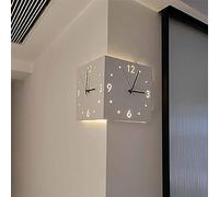 Orologio da parete ad angolo bifacciale, orologio ad angolo, orologio da parete ad angolo luminoso con sensore con scala numerica Orologio da parete silenzioso a batteria per camera da letto (A)