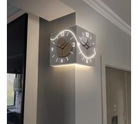 Orologio da parete ad angolo luminoso con sensore, nuovo orologio da parete angolare su entrambi i lati con scala numerica design acrilico per camera da letto e soggiorno