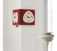 Orologio da parete angolare a doppio lato rosso moderno per il soggiorno