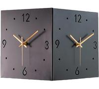 Orologio da parete angolare a doppio lato, silenzioso orologio da parete quadrato digitale sensore luminoso orologio da parete moderno decorativo ad angolo orologio da parete per soggiorno decorazione