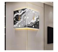orologio da parete angolare moderno bifacciale Striscia luminosa a LED a risparmio energetico, murale luminoso con telecomando, vento e onde, pittura decorativa, orologi da parete moderni(Black With L