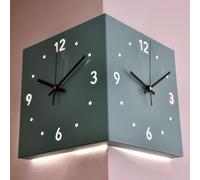 Orologio da parete angolare su entrambi i lati, orologio da parete digitale ad angolo, silenzioso e moderno, decorazione per soggiorno, facile installazione, grigio