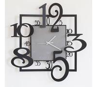Orologio Da Parete base quadrata con una cornice sottile e numeri di forma irregolare AMOS in metallo, 50x5Px h 50 cm, quadrante in vetro Sabbiato colore Nero Goffrato nero goffrato