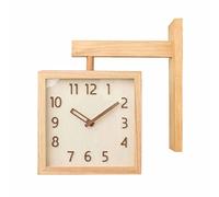 Orologio Da Parete Bifacciale In Legno Massello Orologio Da Stazione Silenzioso Con Montaggio Laterale Moderno Soggiorno Minimalista Orologi Sospesi Quadrati Orologio Creativo a Due Lati Per La Casa