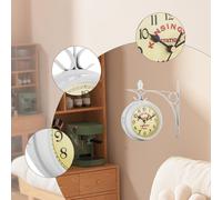 Orologio da parete bifacciale in metallo dal design vintage per corridoio,