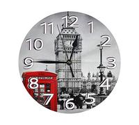 Orologio da parete Cabina telefonica rossa retrò Big Ben London Orologio da parete decorativo Silenzioso Senza ticchettio 9,8 pollici Rotondo Facile da leggere Decorativo per casa/ufficio/Scuola Oro