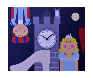 Orologio da parete Cenerentola stampa su MDF 44xh35 cm per camerette bambini multicolor