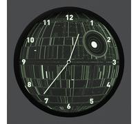 Orologio da Parete Glow In The Dark Death Star Merchandise Ufficiale Star Wars, Decorazione Illuminante Include Adesivi da Parete, Decorazione per Camere Bambini, Alimentato a Batterie