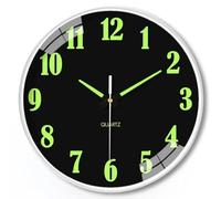 Orologio da parete che si illumina al buio, orologio silenzioso al quarzo con numeri grandi, funzione luce notturna da 20 cm, per camera da letto, soggiorno e ufficio (A)
