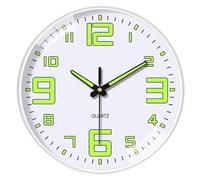 Orologio da parete che si illumina al buio, orologio silenzioso al quarzo con numeri grandi, funzione luce notturna da 20 cm, per camera da letto, soggiorno e ufficio (C)