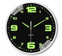 Orologio da parete che si illumina al buio, orologio silenzioso al quarzo con numeri grandi, funzione luce notturna da 20 cm, per camera da letto, soggiorno e ufficio (B)