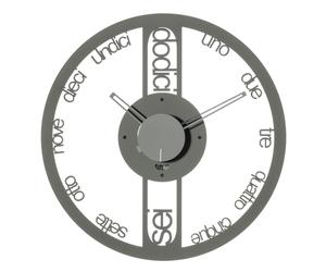 Orologio da parete Circolo piccolo Dimensioni 44 cm ore scritte in forma di lettere anziché numeri colore Fango