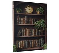Orologio da parete classico da libreria, stile vintage marrone verde, elegante, per soggiorno, camera da letto, ufficio, senza cornice, 30,5 x 40,6 cm