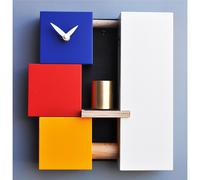 Orologio da parete con campanella in Bronzo Tornita Bell Mondrian 26x7xh28 cm cassa in MDF meccanismo al quarzo multicolor