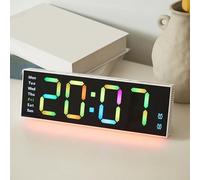 Orologio da parete con display a colori RGB, orologio LED con conto alla rovescia timer elettrico secondi per soggiorno, controllo intelligente della luminosità (bianco)