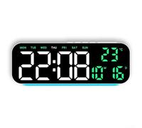 Orologio da parete con display digitale a LED, funzione sveglia, ora, data, giorno e temperatura, quattro livelli di luminosità per un comfort personalizzabile (F)