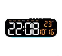 Orologio da parete con display digitale a LED, funzione sveglia, ora, data, giorno e temperatura, quattro livelli di luminosità per un comfort personalizzabile (D)