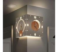 Orologio da parete con luce LED ad angolo, moderno, decorativo, silenzioso, con sensore e telecomando