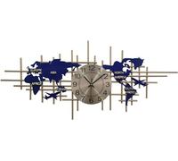 Orologio da parete con mappa del mondo, silenzioso, senza ticchettio, decorazione in metallo per soggiorno, camera da letto e ufficio domestico