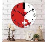 Orologio da parete con mappa della Svizzera I Love My Country, Svizzera, orologio decorativo rotondo in legno, orologio al quarzo, silenzioso, 25,4 cm, decorazione per soggiorno, ufficio, regalo di