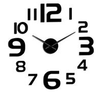 Orologio da parete con numeri arabi fai da te, effetto specchio 3D, adesivi in acrilico, design moderno, orologio da parete autoadesivo per la casa (nero, 94 cm)