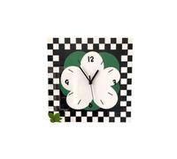Orologio Da Parete Con Quadrante A Scacchiera Floreale, Silenzioso, Senza