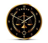 Orologio da parete con scala della giustizia Orologio da parete 3D dal design moderno a batteria 12 pollici Avvocato Arredamento per ufficio Studio legale Orologio