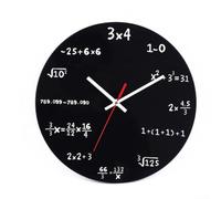 Orologio da parete con tavola periodica e formula matematica, orologio decorativo a tema scientifico per casa, ufficio o aula | Orologio da parete in acrilico da 30 cm con finitura nera (B)