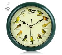 Orologio da Parete con Uccelli Che cantano Ogni Ora, 12 Orologi a cucù con Specie di Uccelli autoctoni, Orologio Decorativo da 25 cm con canterini per Ufficio, aule, Soggiorno, Sala da pr
