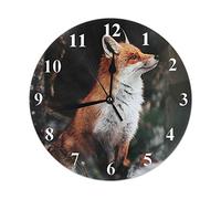 Orologio da parete con volpe che guarda in alto all'ingresso della grotta, orologio da parete silenzioso senza ticchettio 25,4 cm, funzionamento a batteria, rotondo, decorazione per la casa per