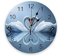 Orologio da parete Coppia di cigni Rannicchiati nell'orologio da parete a riflessione del lago per la decorazione dell'ufficio domestico Orologio da appendere al soggiorno