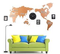 Orologio da parete Creative Home Decoration Mappa del mondo Mappa per casa Orologio da parete Tick DECORE DECIFICATO DELLA parete Orologio da parete a parete, muto Mappa 3D MAPPIA MAPPIA 3D DAVI