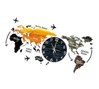 Orologio da Parete Creativo 3D, 120*55cm, Nero, Orologio con Mappa del Mondo, Muto senza ticchettio, Batteria caricata, Manuale del prodotto aggiuntivo, Stile Nordico Moderno E Minimalista ( Color : A