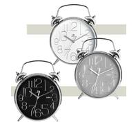 Orologio da parete cromato ABS a forma di sveglia deluxe con numeri a rilievo Cm