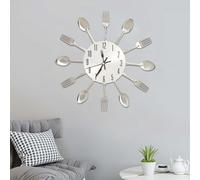 325162 Wall Clock with Spoon and Fork Design Silver 31 cm Aluminium