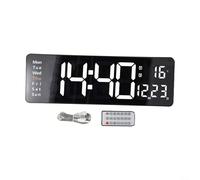 Orologio da parete da 40,6 cm con ampio display che mostra ora, data, temperatura e doppia sveglia con telecomando (bianco)