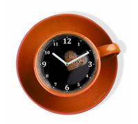 Orologio da Parete da Cucina LA TAZZINA, Tazza aranciona per Il caffè, Design Moderno, plexiglass, Made in EU, Silenzioso 30 cm