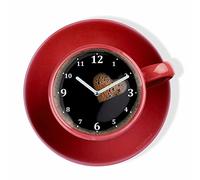 FLEXISTYLE Orologio da Parete da Cucina LA TAZZINA, Tazza Rossa per Il caffè, Design Moderno, plexiglass, Made in EU, Silenzioso 30 cm