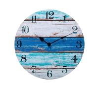 Orologio da parete da spiaggia - Orologio da parete silenzioso con paesaggio da spiaggia, orologi da prete senza ticchettio, funzionamento a batteria, oroogio rustico costiero decorativo per la cuci