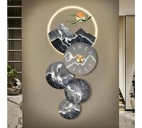 Orologio Da Parete Decorativo 3D Con Luce LED, Grande Decorazione Murale A Forma Di Pesce, Interfaccia USB, Sculture Murali Paesaggistiche Per Soggiorno, Ufficio(D,64 * 140cm)