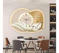 Orologio da parete decorativo 3D imitazione, orologio da parete moderno con luce LED, sculture da parete di piume, murale sospeso per soggiorno e ingresso, movimento silenzioso(C,80 * 55cm)