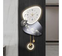 Orologio da parete decorativo 3D, orologio da parete decorativo moderno con pendolo, sculture da parete decorative con luci, silenzioso, a batteria, per corridoio, studio, scale(B,50 * 100CM)