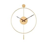 Orologio da Parete Decorativo Classico Con Pendolo - Moderno Rotondo Minimalista in Metallo Silenzioso Senza Ticchettio (Color: Gold, Siz