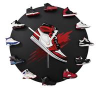 Orologio da parete decorativo con 12 mini scarpe da basket, orologio 3D da basket, regalo per uomini e donne amici (nero)