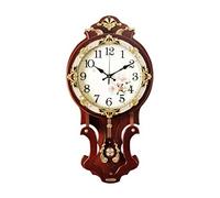 Orologio da parete decorativo, design a pendolo, silenzioso alimentato a batteria, elegante stile vintage, struttura in legno