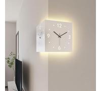 Orologio da parete decorativo moderno, design digitale quadrato silenzioso con sensore luminoso, ideale per la decorazione del soggiorno